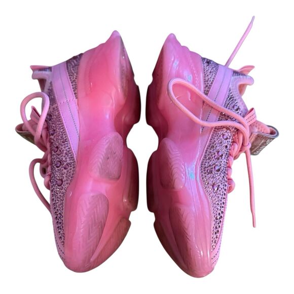 Steve Madden Maxima Sneakers Women Sz 5 Fuchsia Pink Embellished Sparkle - Picture 11 of 13